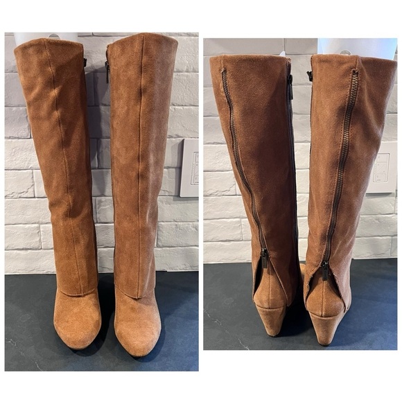 Jessica Simpson sz 6 Rallie chestnut suede tall wedge boots - Picture 9 of 15